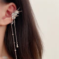 1 Pair /single Angel Wings Earrings Liquid Metal Butterfly Tassel Ear Cuff Non Piercing Earrings Trendy Punk Design Female Long Ear Clip Jewelry. 