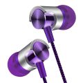 Wired Earphone Bass Stereo Wired Headphone 3 5mm Mobile Phone In-ear Earphone with Built-in Mic Purple. 