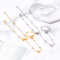【Daily Necessities For Anyone Store】316L Stainless Steel New Fashion Upscale Jewelry Beaded Butterfly Charm Bracelets Back Chain Ring All In Women. 