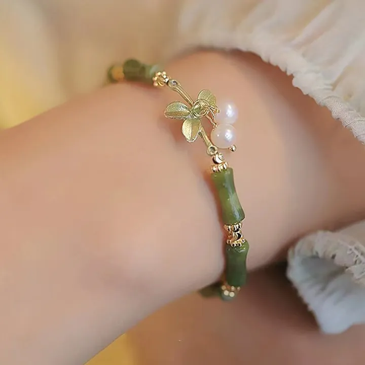 Fashion%20Light%20Luxury%20Retro%20Green%20Bamboo%20Joint%20Bracelet%20Women%20Romantic%20Imitation%20Pearl%20Pendant%20Bangle%20Jewelry%20Accessories%20Gifts%20Huiye%20-%20Image%203
