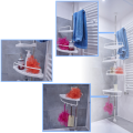 Bathroom corner shelf for shower telescopic 4 shelves hangers adjustable height 165-320 cm. 