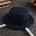 Internet Celebrity Korean Straw Hat Women's Summer British Retro Flat Top Fresh Bowler Hat Sun-Shade Sun Protection Hat Travel Fashion Summer. 