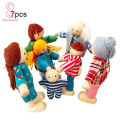 7Pcs/Set Cartoon Family Wooden Movable Jointed Doll Parent-child Toys Kids Gift. 