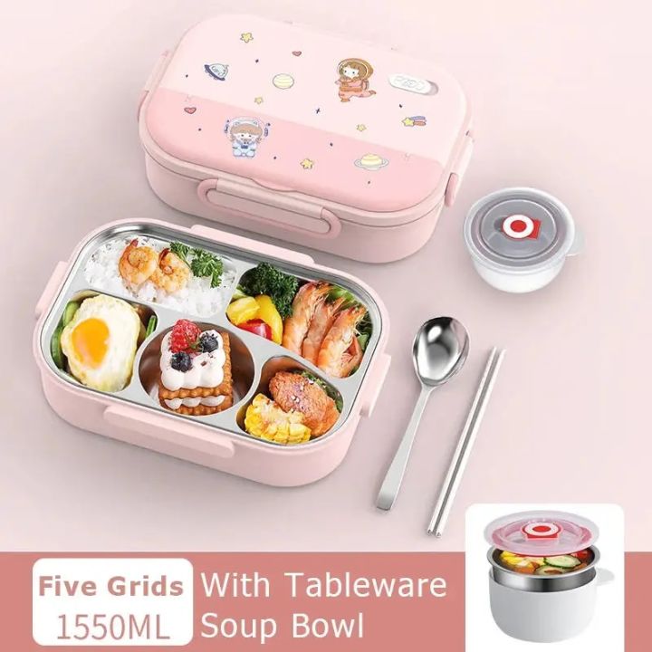 304 Stainless Steel Lunch Box Bento Box For School Kids Office Worker 2layers Microwave Heating Lunch Container Food Storage Box