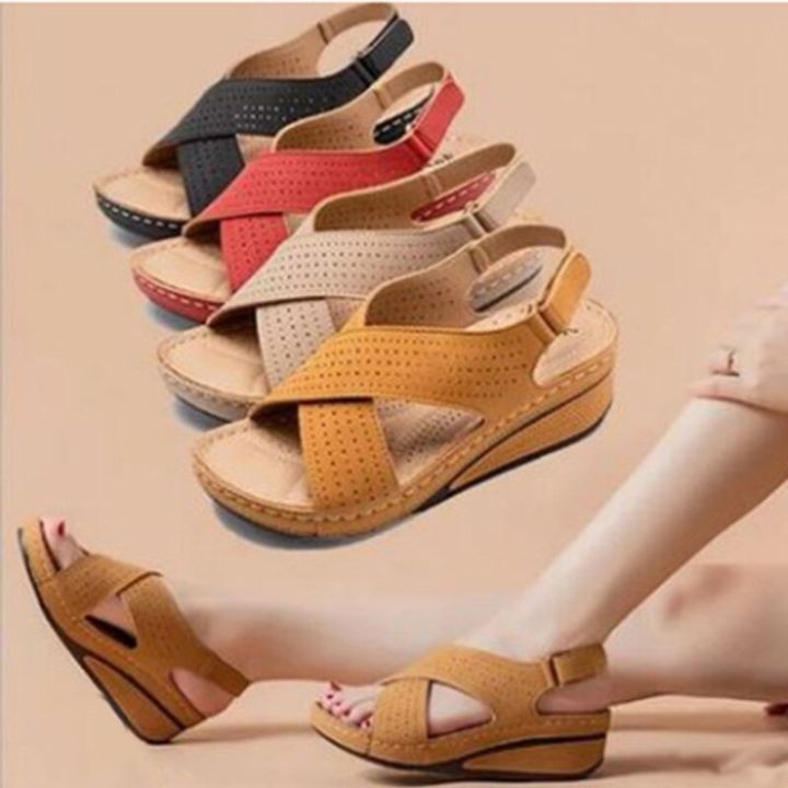 Women%20Shoes%20Summer%20Casual%20Sandals%20For%20Ladies%20Thick%20Bottom%20Wedge%20Women%20Sandals%20Red%20In%20Colour%20Hollow-Carved%20Design%20Sandals%20Women%20-%20Image%204
