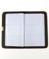 Elegant Brown Leatherette Desk Organizer with Foldable Cover Name Card Holder.