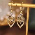 Hollow Out Dual Layer Heart Earrings Double Layers Heart Earrings Dual Layer Heart Zircon Earrings Heart Pendant Earrings Heart Drop Dangle EEarrings Fashion Heart Earrings. 
