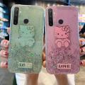 Phone case Realme 5i Shiny Ring Case Glitter Soft Transparent Hello Kitty Cases For Realme 5i Back Cover Stars Moon Girls. 