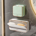 and Lid Wall-mounted Soap Box No-drill Installation Luxury Soap Dish Soap Tray Holder for Bathroom with Drainage. 