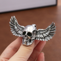 Big Size Stainless Steel Fallen Angel Wings Skull Pendant Necklace Men's Personality Unique Fashion Party Jewelry Halloween Gift. 