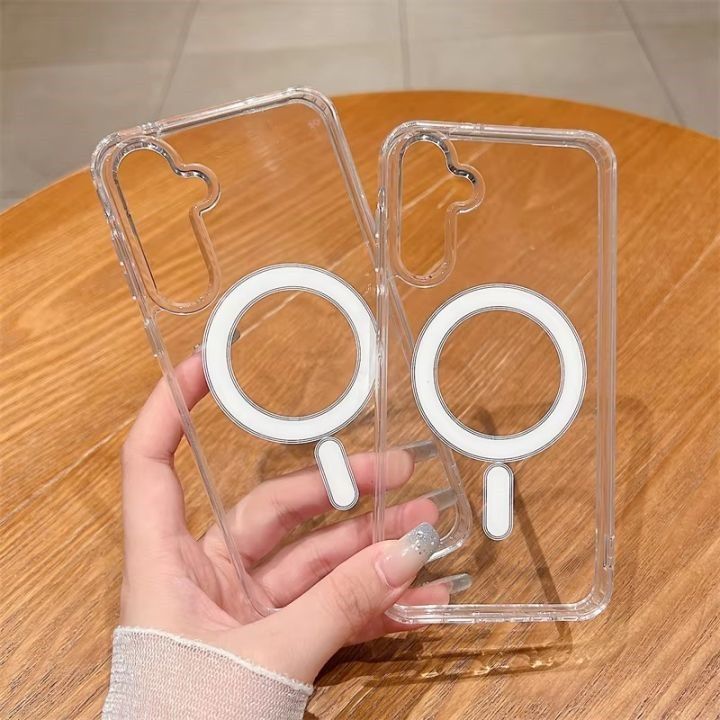 For Samsung Galaxy A36 MagSafe Compatible Shockproof Transparent Slim Fit Wireless Charging supported Frosted Border Phone Back Case Mobile Cover