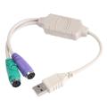 USB to PS2 Converter/Adapter,USB Type A Male to Dual PS/2 Female for Keyboard Mouse (White). 