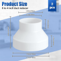 6 to 4 Inch Duct Reducer Increaser ABS Air Duct Adapter Duct Fan or Dryer Vent Adapter Pipe Connector White.