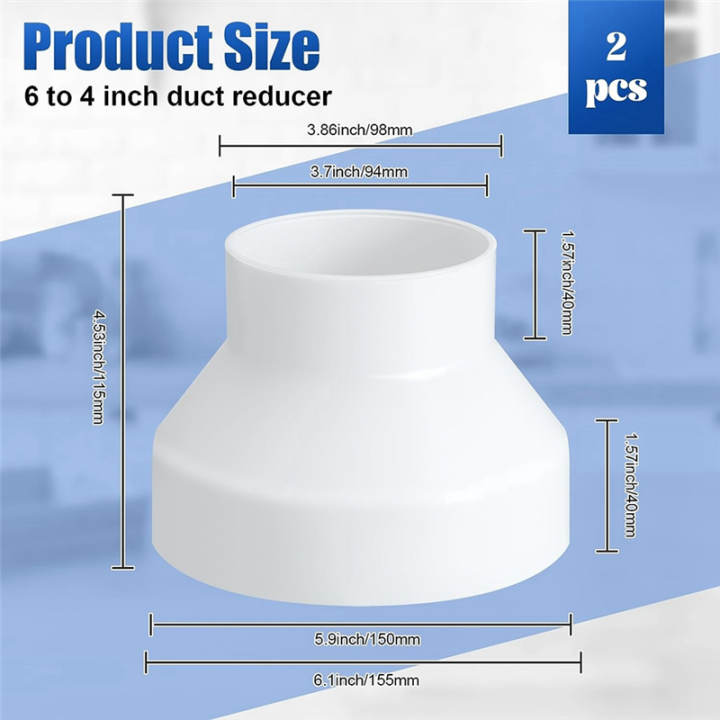 6%20to%204%20Inch%20Duct%20Reducer%20Increaser%20ABS%20Air%20Duct%20Adapter%20Duct%20Fan%20or%20Dryer%20Vent%20Adapter%20Pipe%20Connector%20White%20-%20Image%202