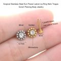 2Pcs 1.2x6/8/10mm Bar Sun Flower Helix Piercing Tragus Cartilage Earrings Conch Labret Lip Ring Nose Stud серьги Ear Jewelry 16G. 