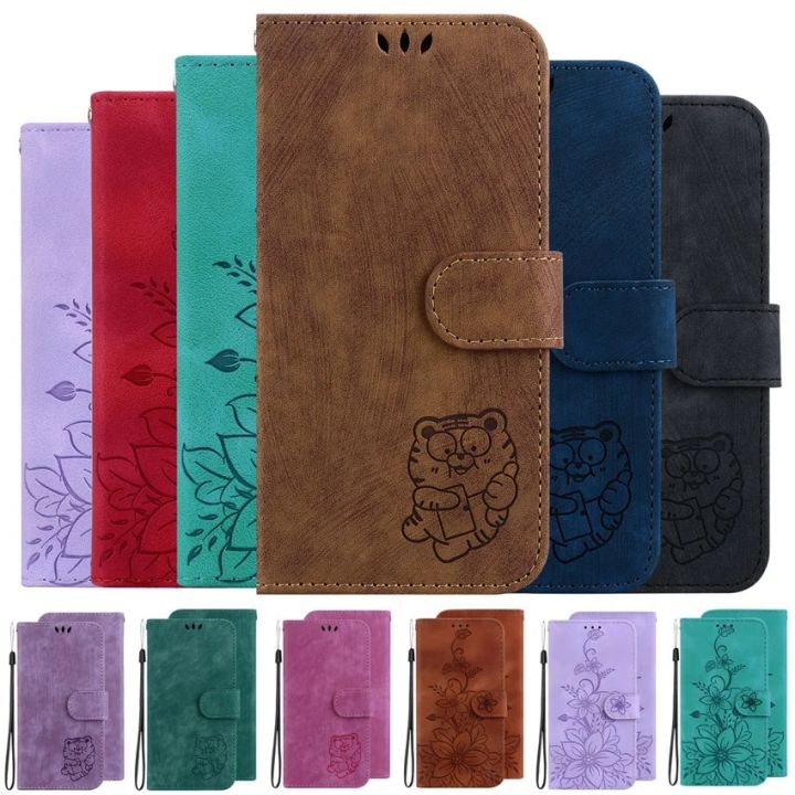 Fashion Cute Tiger Flower Flip Leather Case For Oppo Realme C25 C25S C25Y C30 C31 C33 C35 C55 Card Wallet Stand Phone Book Cover