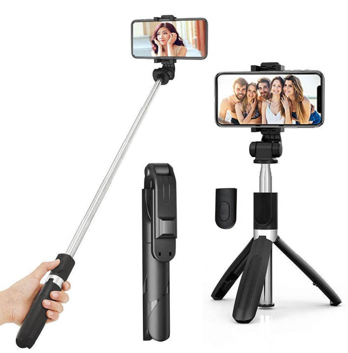 XT-02 Flexible 2 in 1 Bluetooth Selfie Stick Horizontal and Vertical Shooting Mobile Phone Tripod Remote Control Selfie Stand