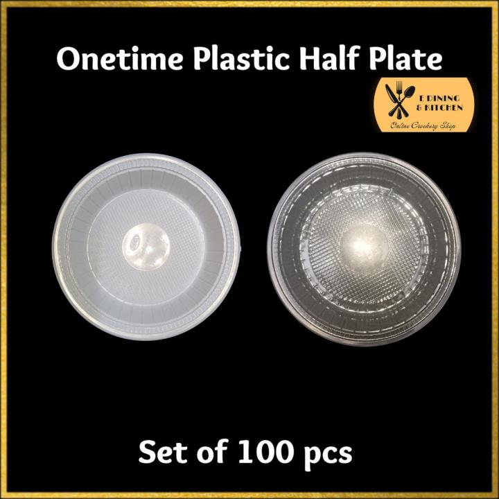 100 pcs Single Use Onetime Plastic Half Plate 6 inch | Daraz.com.bd