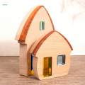 3 Pieces Wood House Centerpiece House Decor Building Blocks Set, Montessori Stacking Toy Ornament, Wooden Sign Block for Ages 4 to 8 Preschool.