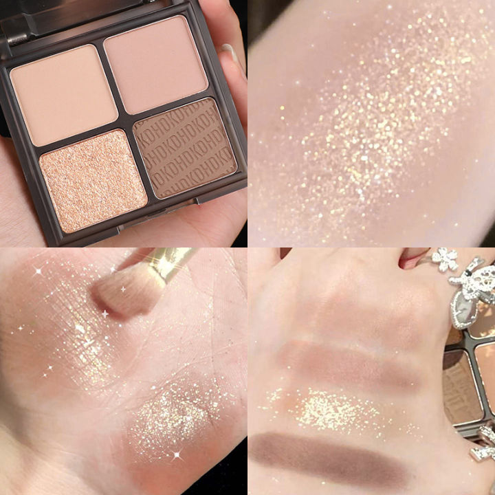 HDKD%20New%20Four%20Color%20Eyeshadow%20Palette%20ins%20Affordable%20Student%20Pearlescent%20Matte%20Waterproof%20Beginner%20Douyin%20Internet%20Red%20-%20Image%202