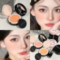 Korean Mousse Blush Palette with Mini Puff Cheek Contour Monochrome Vibrant Orange Pink Blush Mud Easy To Wear Makeup Blusher.
