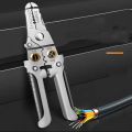 Wire Stripper And Crimping Tool for Electrician, Multifunction Stainless Steel Wire Puller Plier, 6 In 1 Cable Looping, Splitting, Cutting Pliers Electrical Stripping Tool. 