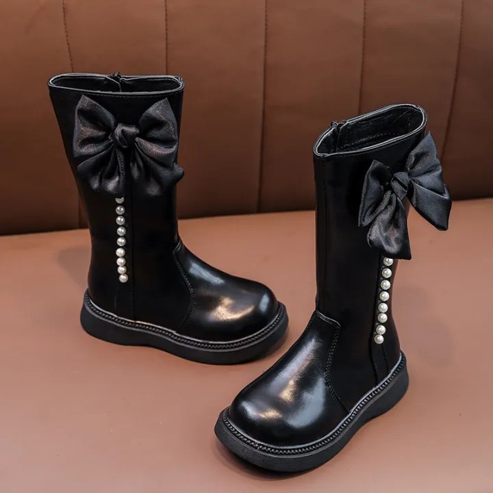 Girls%20Shoes%20Kids%20Boots%20Fall/Winter%202023%20New%20Fleece%20Cotton%20Martin%20Boots%20Bow%20Princess%20Boots%20Boots%20-%20Image%202