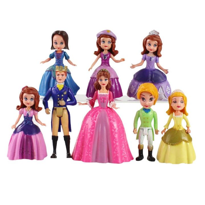 8pcs/Set 6-15cm Princess Sofia Sopha Prince King Queen Action Figure Cartoon Decoration Model Toys Dolls Kids Gift Brinquedos