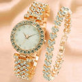LooKeo Mall 2pcs Women's Diamond Quartz Watch Diamond Luxury Bracelet Little Fresh Leisure Watches for Girl.