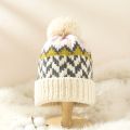 Cute Print Embroidery Beanies Hats for Women Men Winter Wool Warm Pompom Baggy Knit Hat.