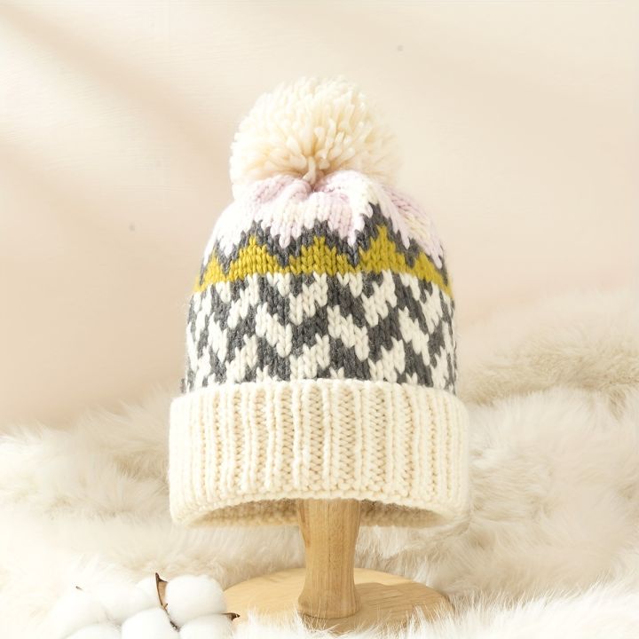 Cute%20Print%20Embroidery%20Beanies%20Hats%20for%20Women%20Men%20Winter%20Wool%20Warm%20Pompom%20Baggy%20Knit%20Hat%20-%20Image%203