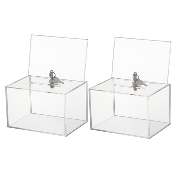 Transparent Donation Box with Lock Money Collection Box Ballot Box Suggestion Box