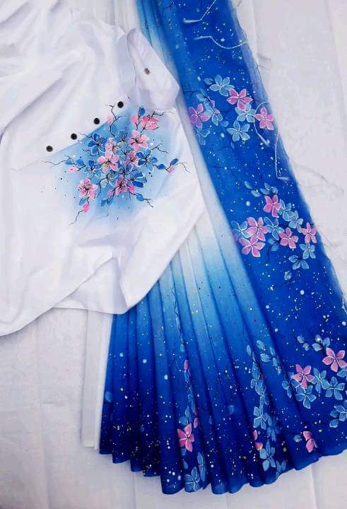 Ready Made Hand Paint Half Silk Sharee and Half Silk Panjabi For Combo Couple Dress