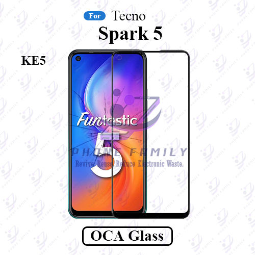 For Tecno Spark 5 KE5 LCD Display Touch Screen Front Glass Lens + Lamination OCA