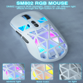 SOLAKAKA SM802 Tri-mode Gaming Mouse RGB Wirelss Ultralight Custorizable Silent Mice 2.4G/BT/Wired E-sports Gaming Mouse For PC. 