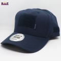 Navy Blue Tactical Operator Ripstop Cotton Baseball Cap With Loop Patch. 