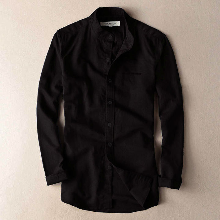 Slim%20Fit%20Blank%20Cotton%20Long%20Sleeve%20Shirt%20For%20Men%20-%20Image%203