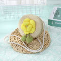 Thai Imported Handwoven Straw Crossbody Bag - Daisy Flower Design.