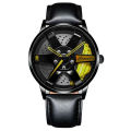 （NEW）Wheel Watch Men Vacuum Plating Car Rim Hub Style Non-Mechanical Watches Stainless Steel Quartz Wristwatch. 