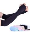 Black Fully Stretched Skinny Fit Arm Sleeves for Hand Cover Arm to Sunscreen. 