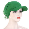 1PC Women Durag Brim Cap Sun Visor with Pre-Tied Turban Caps Head Scarf Hijab Pure Color Muslim Beach Vacation Fashion Outdoor.