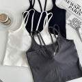 Women Camisole Vest Summer Sleeveless Cotton Bustier With Pads Soft Elastic Vest Top Thin Seamless Bralette Spice Girls Tank Top. 