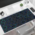Blue Hexagon Pattern Large Gaming Mouse Pad Natural Rubber Non-Slip Rubber Mat With Locking Edge Mouse Pad for Office.
