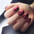 24pcs/set short nails metallic red black rose green blue silver golden square tips mirror effect press on false nail art. 