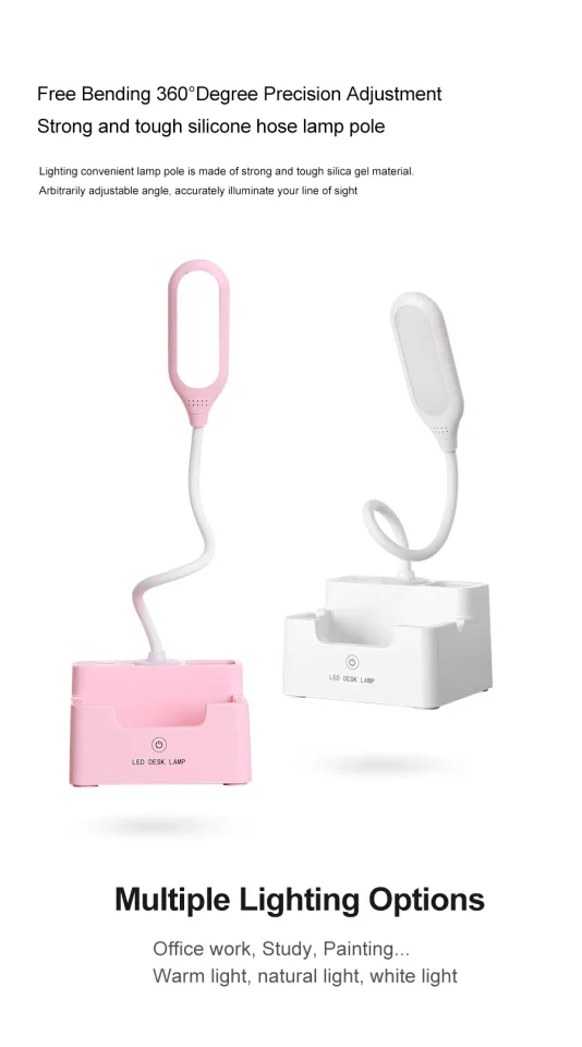 Rechargeable Led Table Lamp,Eye protection Reading Light For Kid ,Touch Dimmable Desk Lamp,With Phone Hoder,Pen Holder