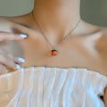 French Retro Creative Orange Temperament  Sweet Choker  Earrings Women Necklace Clavicle Chain. 