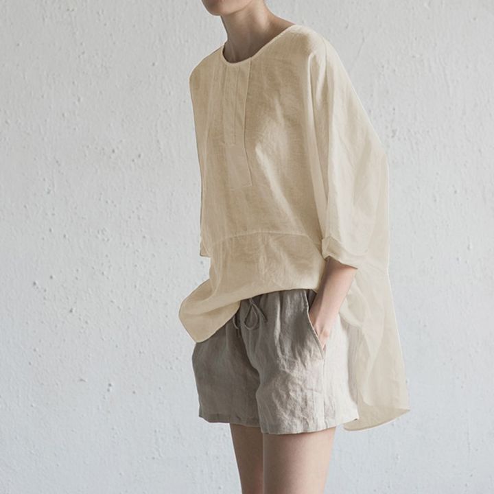 EaseHut%20Cotton%20Linen%20T-shirts%20Women%202022%20Solid%20Color%20O-neck%20Half%20Sleeve%20Casual%20Tee%20Tops%204XL%205XL%20Plus%20Size%20Casual%20Female%20T-shirts%20-%20Image%202