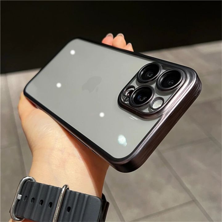 HOCE%20Luxury%20Plating%20Titanium%20Frame%20Phone%20Cases%20For%20iPhone%2012%2013%2014%2015%20Pro%20Max%2015%20Plus%20Case%20Ultra%20Thin%20Clear%20Hard%20PC%20Transparent%20Back%20Cover%20-%20Image%202