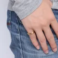 Vnox Mens Little Finger Ring Gold Color Stainless Steel anillo masculino Male Jewelry. 