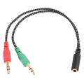 3.5mm AUX Audio Mic Splitter Cable Earphone Headphone Adapter PC Headphone Converter.
